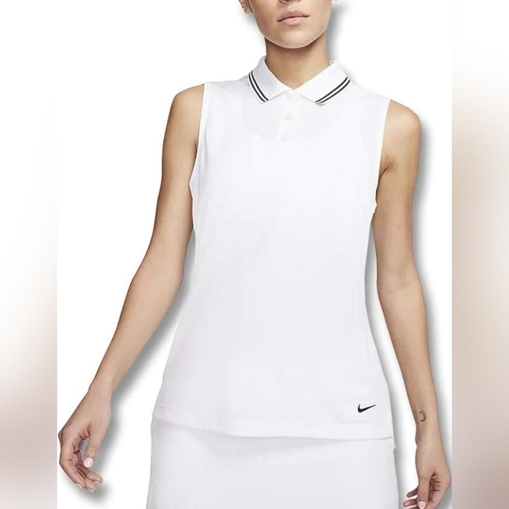 Nike Women's White Sleeveless Tank Top - Picture 1 of 8